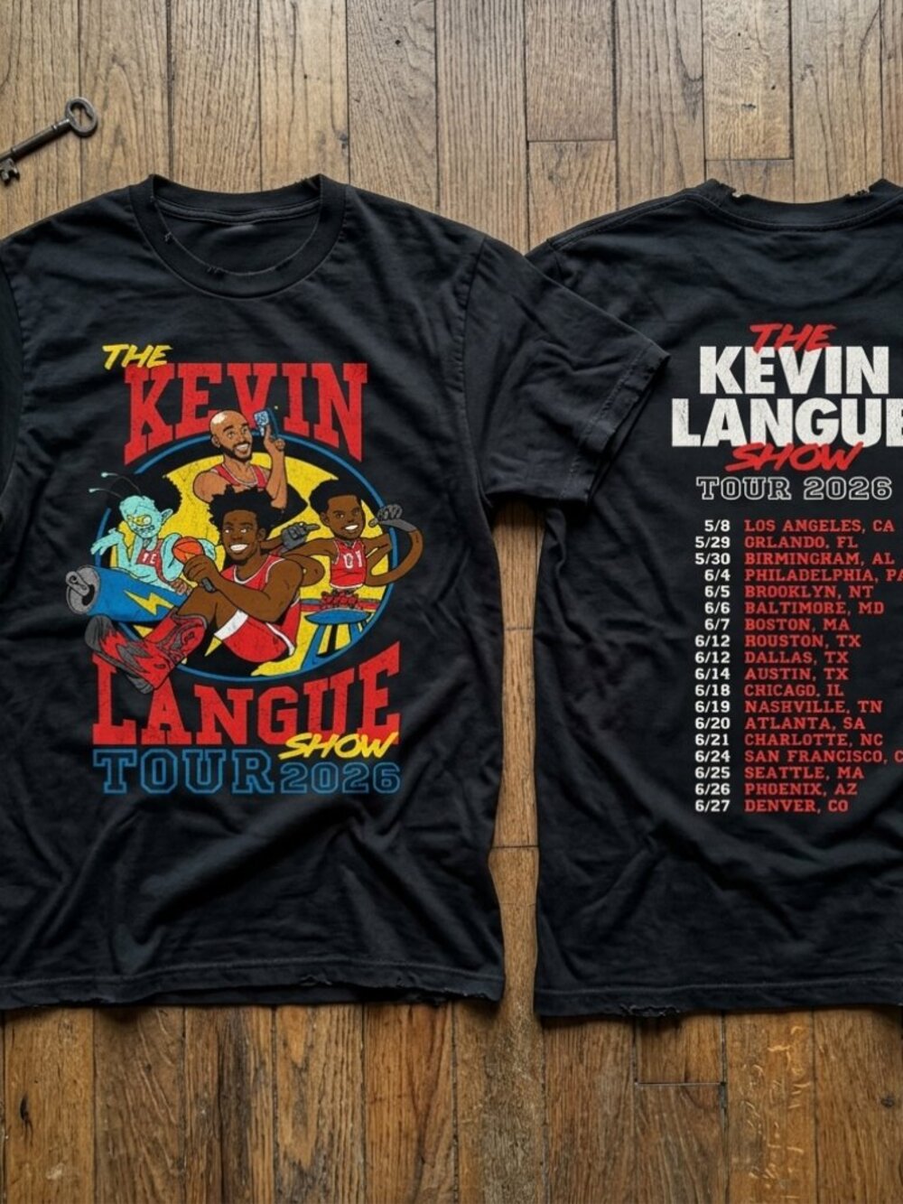 Kevin Langue Show Tour 2026 Vintage Comedy Graphic Tee Two Sided Shirt